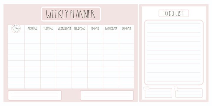 Weekly planner and to do list.Background template for print or web