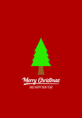 Simple Christmas Greeting Card. Papercut Tree Vector Illustration