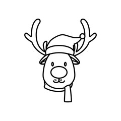 face of reindeer merry christmas line style icon vector illustration design