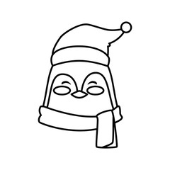 head of penguin character merry christmas line style vector illustration design