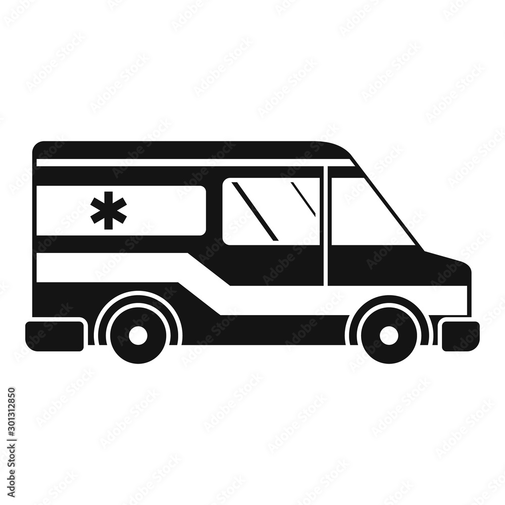 Sticker City ambulance icon. Simple illustration of city ambulance vector icon for web design isolated on white background