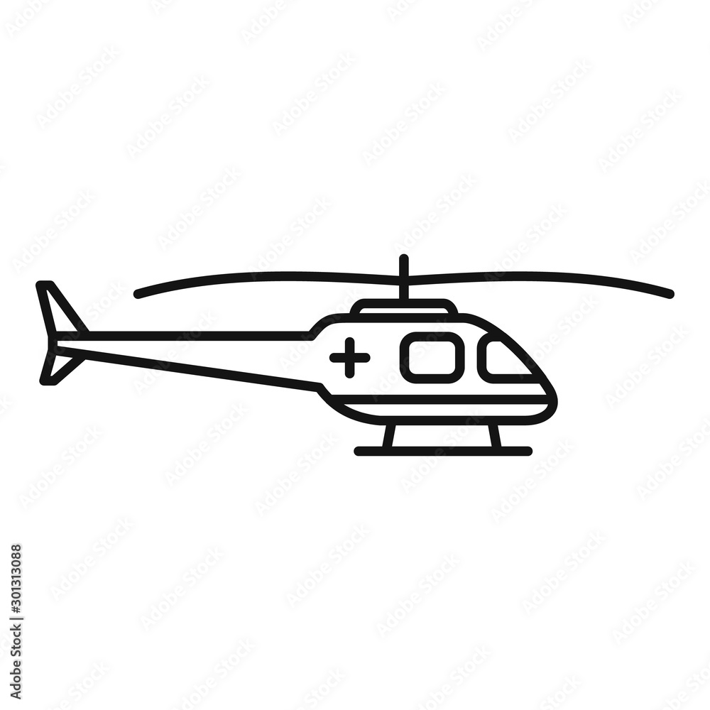Poster rescue helicopter icon. outline rescue helicopter vector icon for web design isolated on white backg