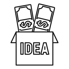 Money idea icon. Outline money idea vector icon for web design isolated on white background