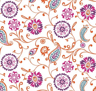 Traditional Paisley Floral Pattern, Textile , Rajasthan, Royal India	
