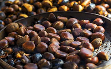 Roasted chestnuts background