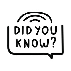 DId you know? Speech bubble. Flat vector illustration on white background.