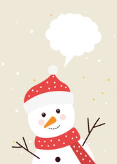 merry christmas snowman with speech bubble vector illustration design