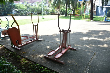 Fitness equipment in the park/Exercise machine in garden