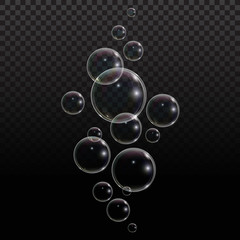 Soap bubble with rainbow reflection on transparent background. Transparent foam bubble, great design for any purposes.