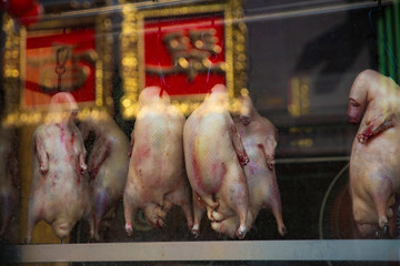 中華街に吊るされている北京ダック