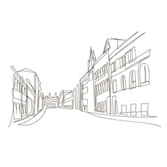 urban landscape. one line. vector image of the city outline