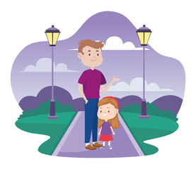 young father with daughter in the park