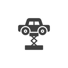 Car lifting vector icon. filled flat sign for mobile concept and web design. Car on stand glyph icon. Symbol, logo illustration. Vector graphics