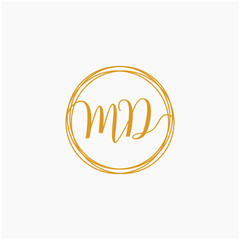 Letter MD logo template. Creative fashion logo design, couple letter , beauty icon. Initial handwriting or handwritten logo for identity. Logo with hand drawn style. wedding concept -vector
