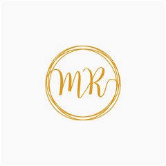 Letter MR logo template. Creative fashion logo design, couple letter , beauty icon. Initial handwriting or handwritten logo for identity. Logo with hand drawn style. wedding concept -vector