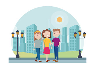 young people characters in the park