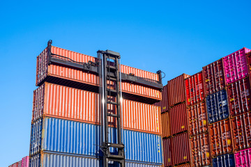 Fototapeta premium Container storage view in a high stack