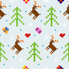 Seamless vector pattern. Christmas background. Pixel Happy New Year vector illustration