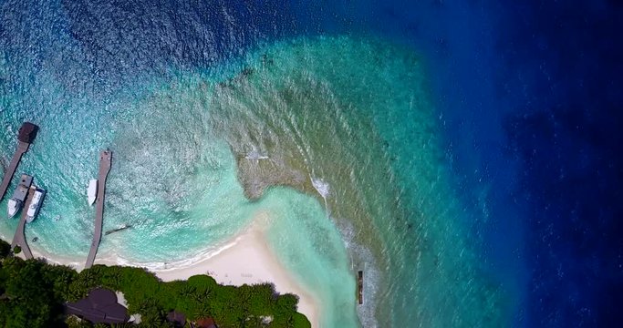 inhabited island Seascape With Coral Reef And Atoll In The Blue Sea Balabac, Palawan, Philippines