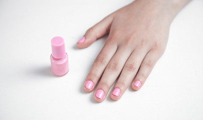 Girl hand with beauty style manicure.