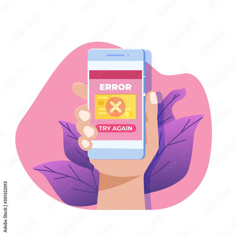 Poster payment error info message icon concept. customer cross marks failure. vector illustration.
