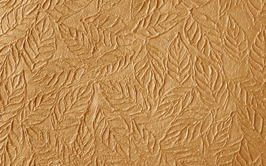 Brown paper with decorative pattern texture leaves shape for background