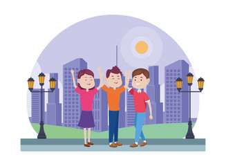 young people characters in the park