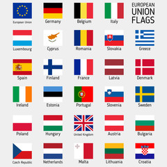 Flags of the countries of the European Union. EU flags. Vector set