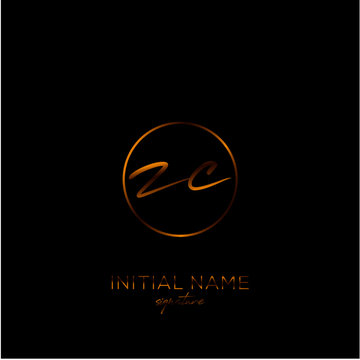 ZC Initial handwriting logo vector