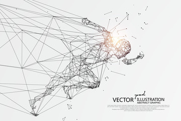 People running break through the Internet,Network connection turned into, vector illustration.
