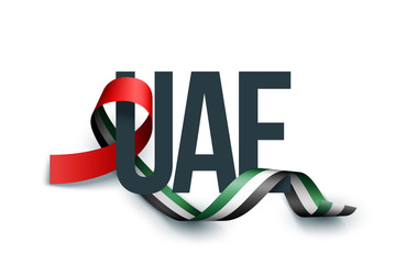 48 National day banner with realistic UAE ribbon flag. holiday illustration card 48 UAE National day Spirit of the union United Arab Emirates, Flat design Logo Anniversary Celebration Abu Dhabi Card