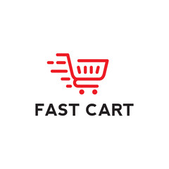 cart shop logo with abstract speed line design vector template