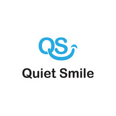 Initial letter qs logo with smile line symbol design vector template