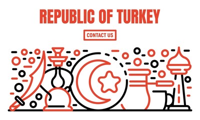 Republic of Turkey banner. Outline illustration of republic of Turkey vector banner for web design