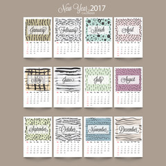 Yearly Calendar of Happy New Year 2017.