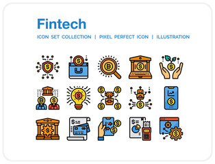 Fintech Icons Set. UI Pixel Perfect Well-crafted Vector Thin Line Icons. The illustrations are a vector.