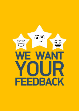 Feedback Rating Emoji Stars. Flat Design Online Review. Customer Reviews, Emoticon Rating, Classification Concept. Emoji Rating System Vector Illustration. Enjoying App. Rate Us Vector Illustration.