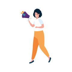 beautiful woman with megaphone isolated icon vector illustration design