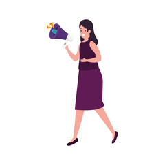 beautiful woman with megaphone isolated icon vector illustration design