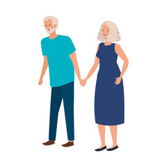old couple elegant avatar character vector illustration design