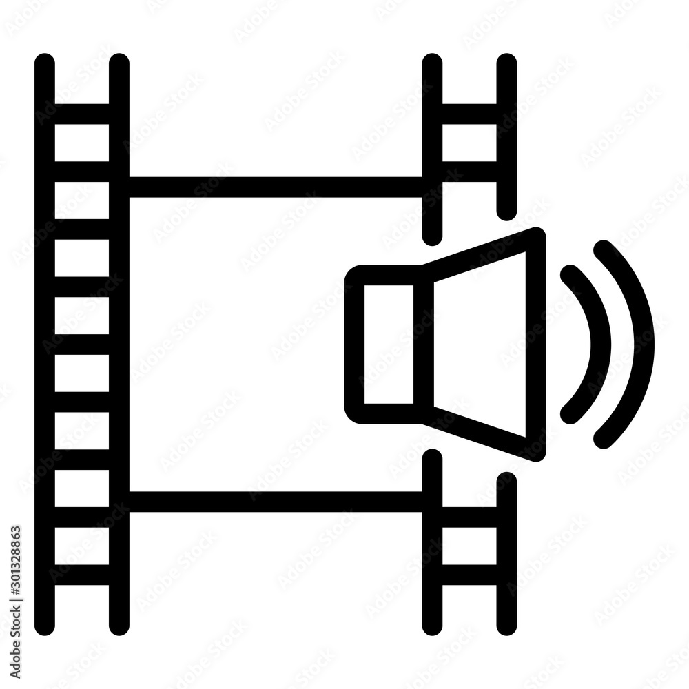 Poster video maker sound icon. outline video maker sound vector icon for web design isolated on white backg