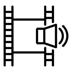 Video maker sound icon. Outline video maker sound vector icon for web design isolated on white background