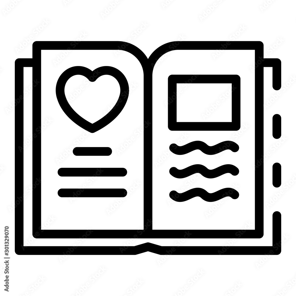 Poster open a children diary icon. outline open a children diary vector icon for web design isolated on whi