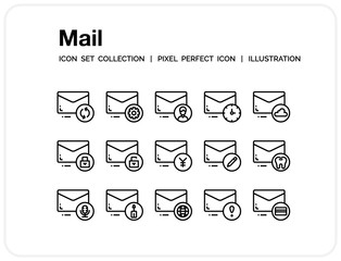 Mail Icons Set. UI Pixel Perfect Well-crafted Vector Thin Line Icons. The illustrations are a vector.