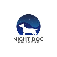 Night Dog Design concept Illustration Vector Template