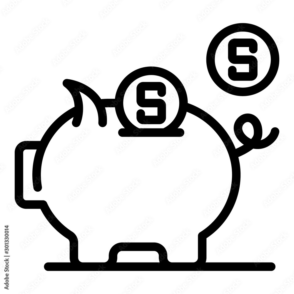 Poster piggy bank icon. outline piggy bank vector icon for web design isolated on white background