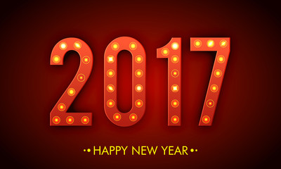 Fototapeta na wymiar Creative Text 2017 for New Year celebration.