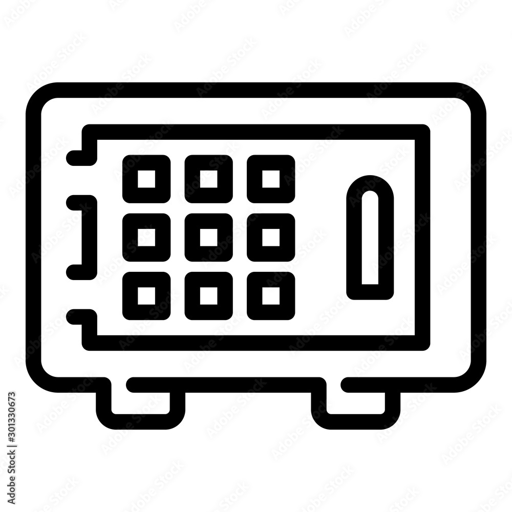 Poster mini safe icon. outline mini safe vector icon for web design isolated on white background