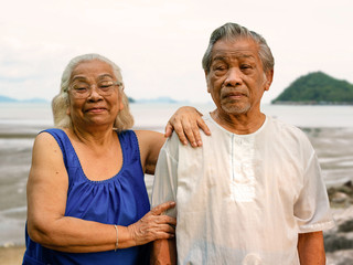 Asian Grandparents. Grandfather, Grandmother are showing feelings of happiness, love, and relationship.
