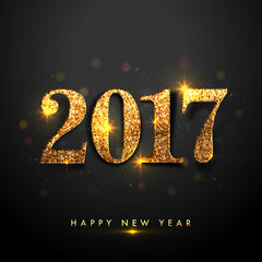 Golden Text 2017 for New Year Celebration. - obrazy, fototapety, plakaty
